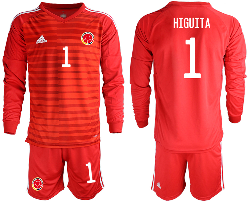Men 2020-2021 Season National team Colombia goalkeeper Long sleeve red #1 Soccer Jersey3